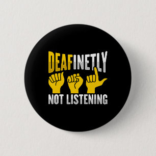 Hand Gesture Deaf Hearing Loss Awareness 3 Button