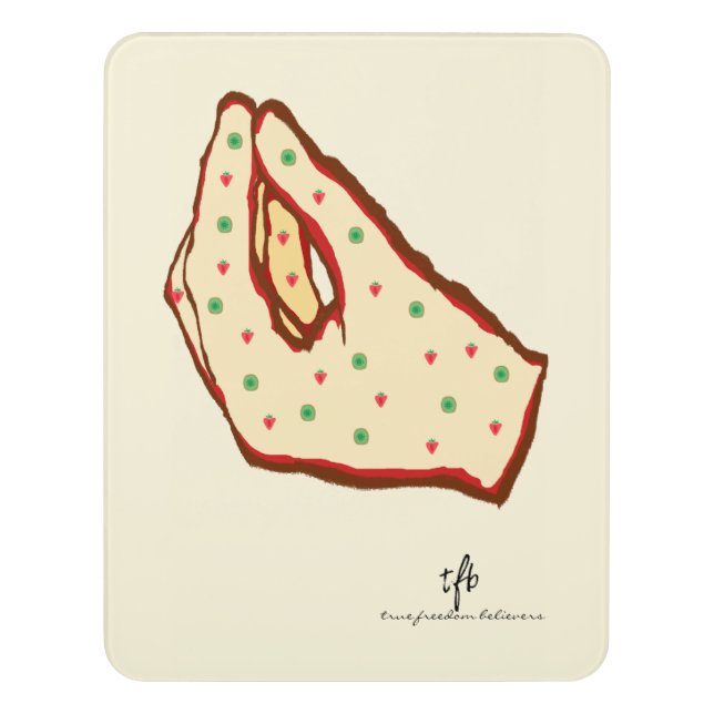 Hand Gesture Strawberry-Kiwi Pizza Door Sign (Contemporary Vert)