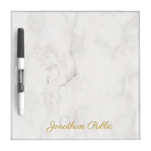 Hand Gold Script Text Marble Personalized Template Dry Erase Board