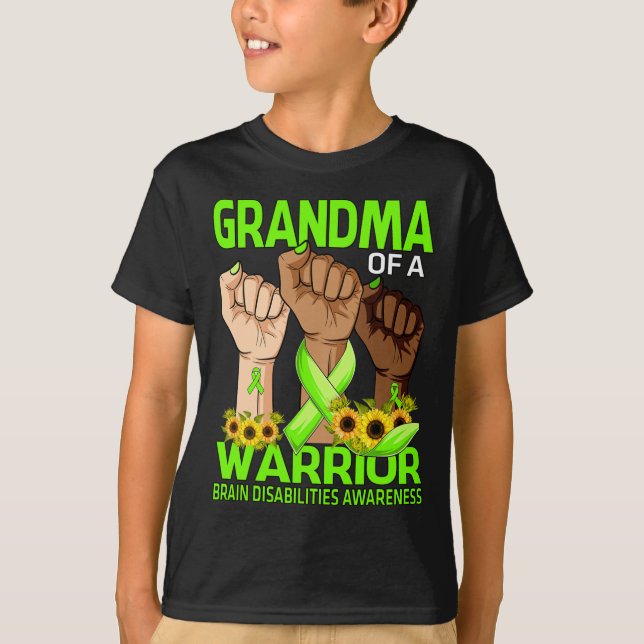 Hand Grandma Of A Warrior Brain Disabilities Aware T-Shirt (Front)