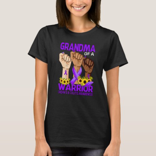 Hand Grandma Of A Warrior Crohns  Colitis Awaren T_Shirt