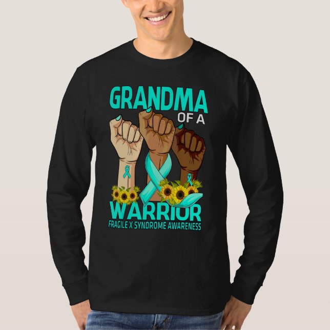 Hand Grandma Of A Warrior Fragile X Syndrome Aware T-Shirt (Front)