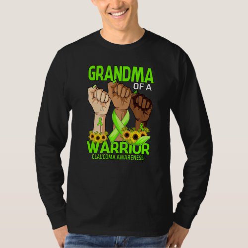 Hand Grandma Of A Warrior Glaucoma Awareness Sunfl T_Shirt