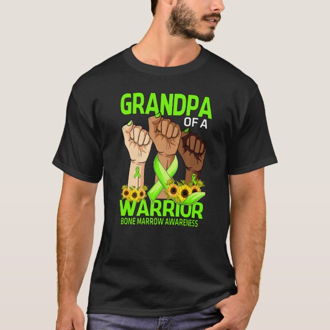 Hand Grandpa Of A Warrior Bone Marrow Awareness Su T-Shirt (Front)