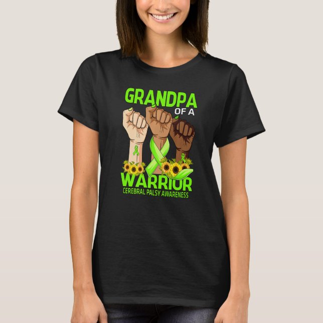 Hand Grandpa Of A Warrior Cerebral Palsy Awareness T-Shirt (Front)