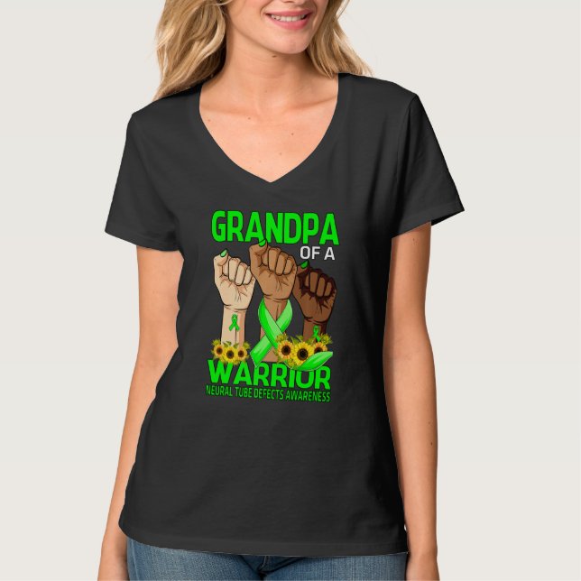 Hand Grandpa Of A Warrior Neural Tube Defects Awar T-Shirt (Front)