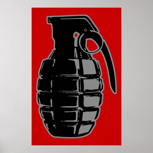 Hand Grenade _ gray Poster