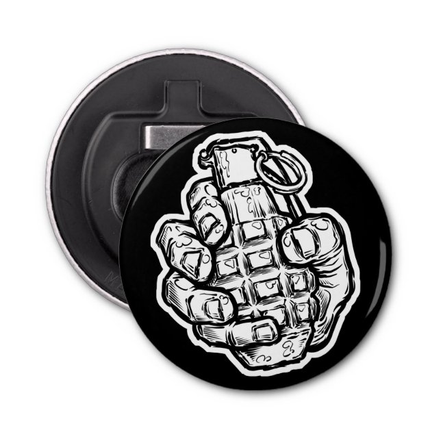 Hand Grenade In Comics Style Bottle Opener (Front)