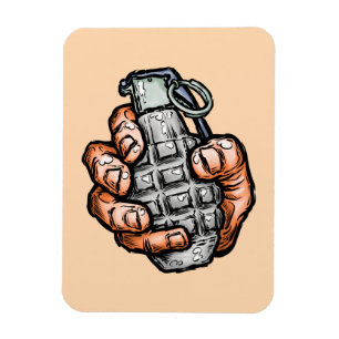 Hand Grenade In Comics Style Magnet