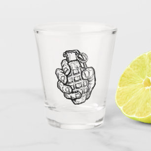 Hand Grenade In Comics Style Shot Glass