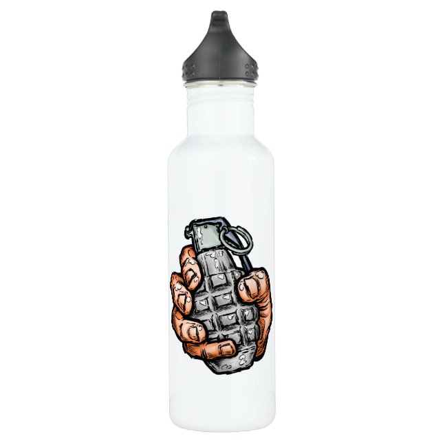Hand Grenade In Comics Style Stainless Steel Water Bottle (Right)