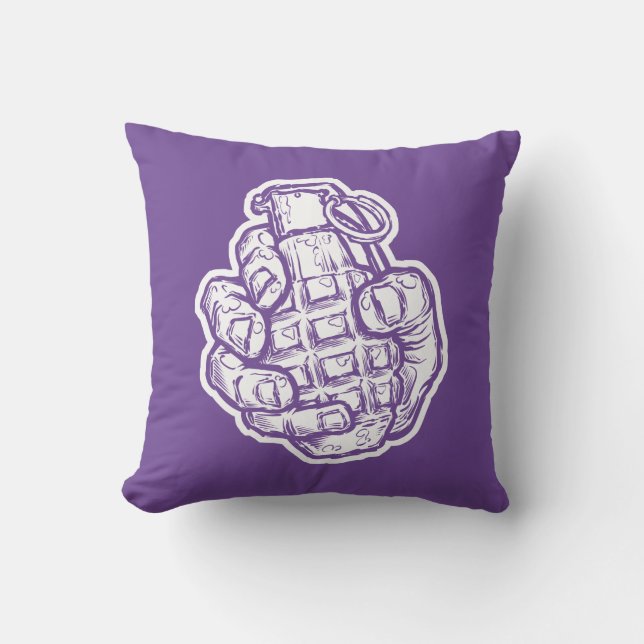 Hand Grenade In Comics Style Throw Pillow (Front)