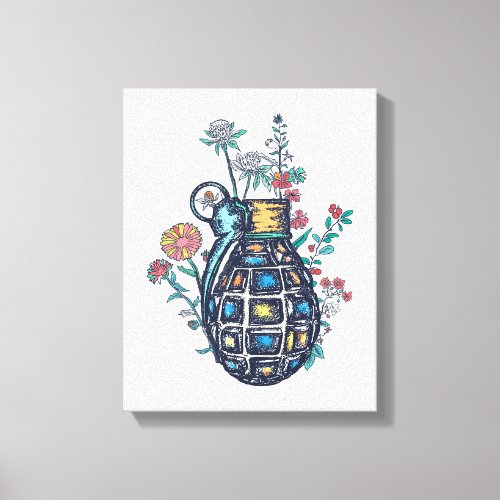 Hand Grenade Vase of Flowers Canvas Print