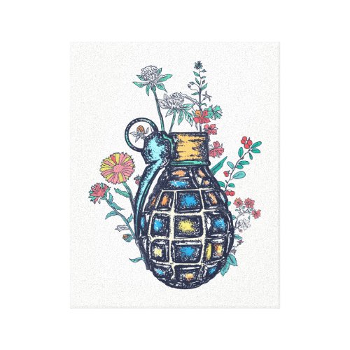 Hand Grenade Vase of Flowers Canvas Print