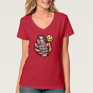 Hand Grenade With Happy Face, Comics Style T-Shirt