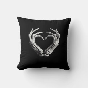 Hand Heart Skeleton Bone Spooky Girls Women Teens Throw Pillow