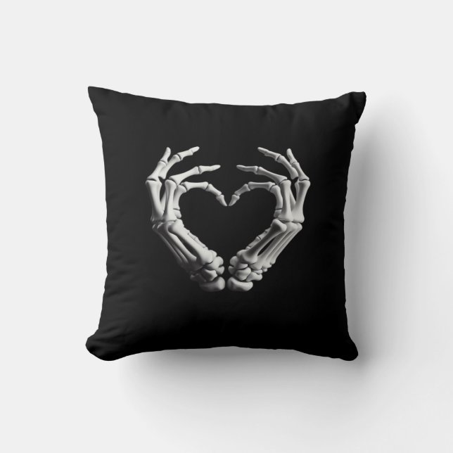 Hand Heart Skeleton Bone Spooky Girls Women Teens  Throw Pillow (Front)