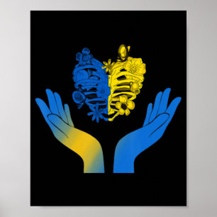 Hand Heart Ukraine Cage XRay Flower Ukraine Ukrain Poster