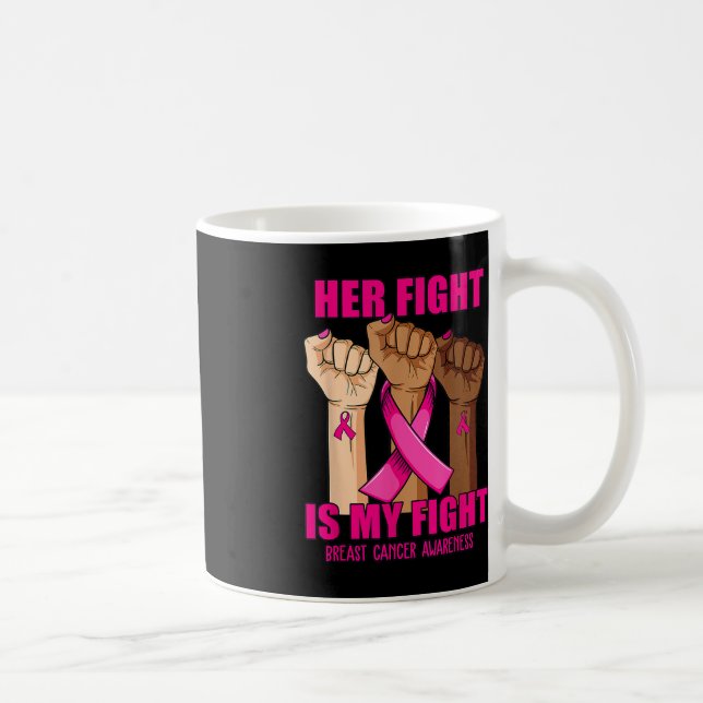 Hand Her fight is my fight breast cancer awareness Coffee Mug (Right)