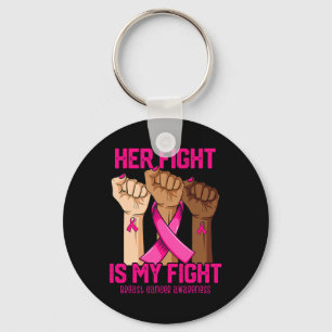 Hand Her Fight Is My Fight Breast Cancer Awareness Keychain