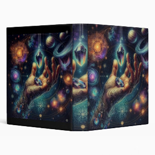 Hand Holding a Crystal under the Moonlight 3 Ring Binder