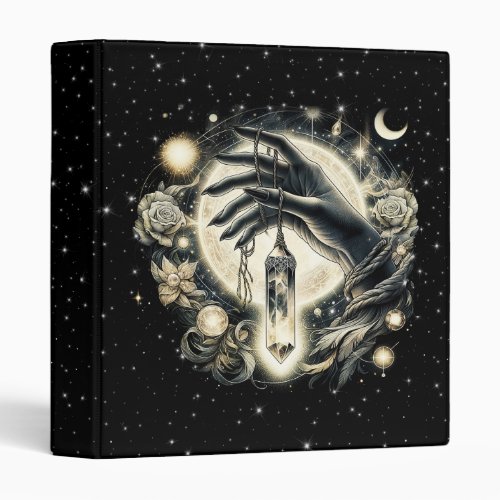 Hand Holding a Crystal under the Moonlight 3 Ring Binder