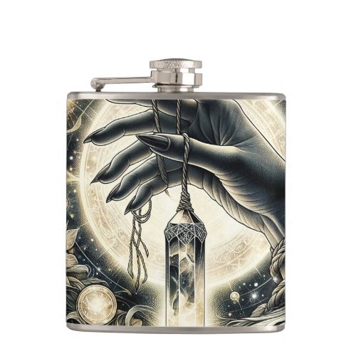 Hand Holding a Crystal under the Moonlight Flask