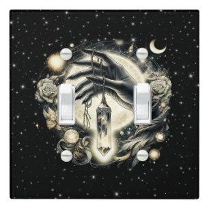 Hand Holding a Crystal under the Moonlight Light Switch Cover