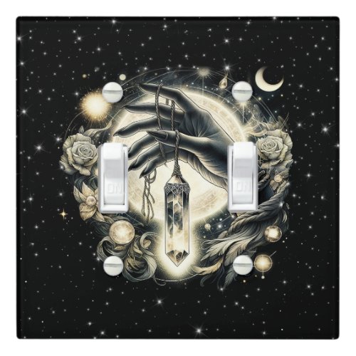 Hand Holding a Crystal under the Moonlight Light Switch Cover