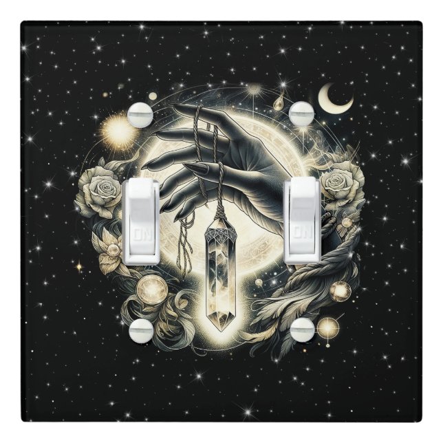 Hand Holding a Crystal under the Moonlight Light Switch Cover (In Situ)