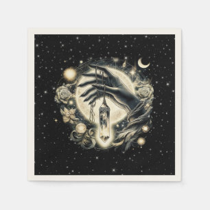 Hand Holding a Crystal under the Moonlight Napkins