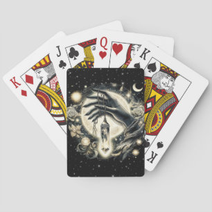 Hand Holding a Crystal under the Moonlight Poker Cards