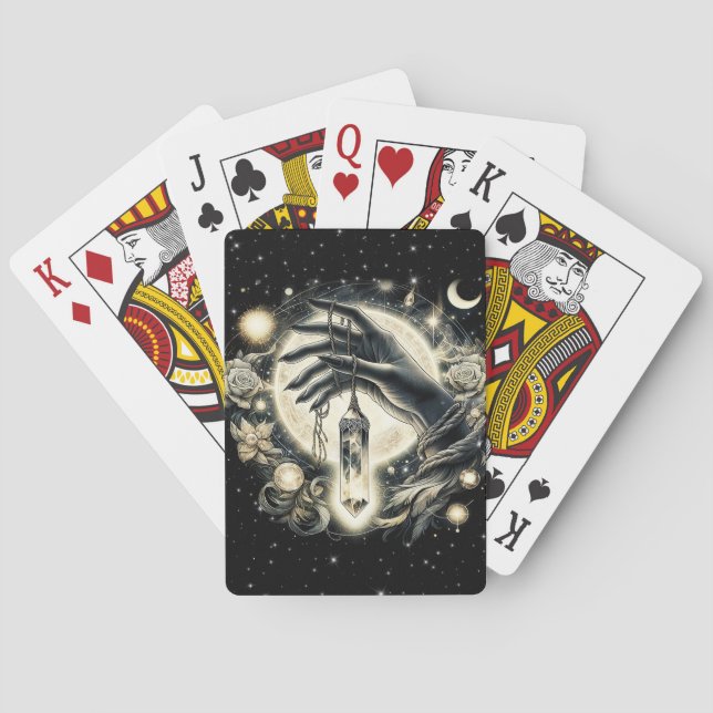 Hand Holding a Crystal under the Moonlight Poker Cards (Back)