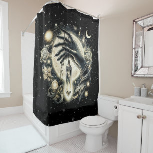Hand Holding a Crystal under the Moonlight Shower Curtain