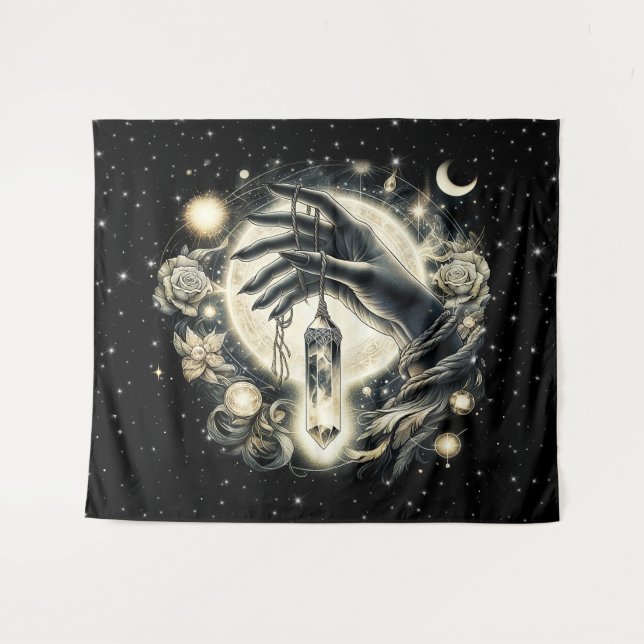 Hand Holding a Crystal under the Moonlight Tapestry (Front (Horizontal))