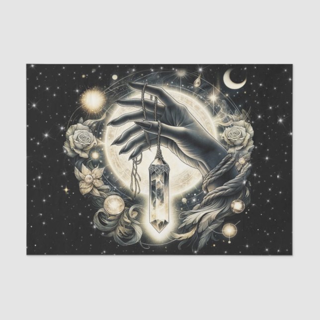 Hand Holding a Crystal under the Moonlight Tissue Paper (Front)