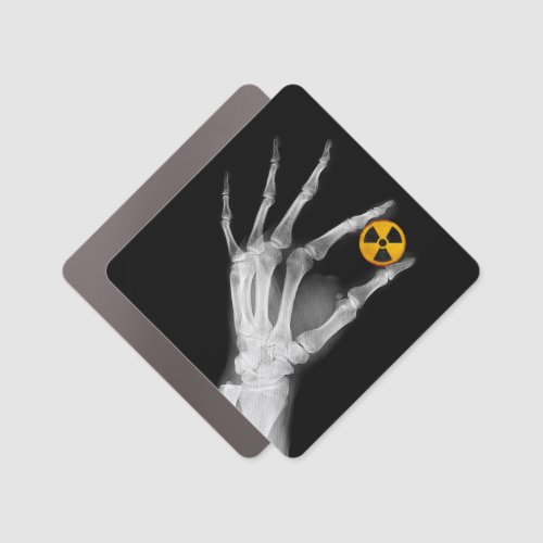 Hand Holding a Radiation Symbol  Car Magnet