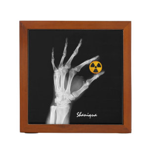 Hand Holding a Radiation Symbol   Desk Organizer