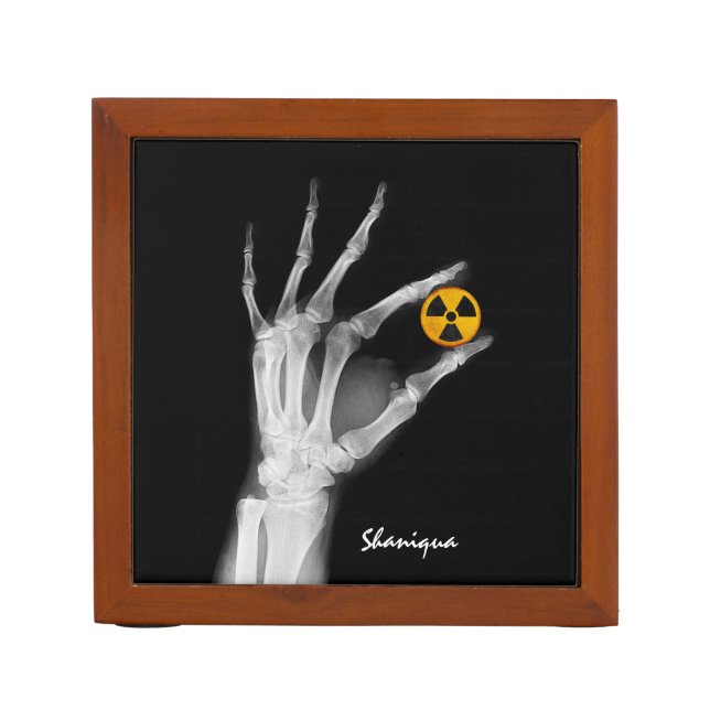 Hand Holding a Radiation Symbol   Desk Organizer (Front)