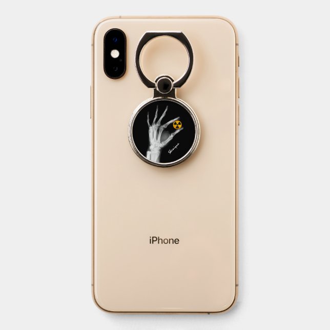 Hand Holding a Radiation Symbol     Phone Ring Stand (On Phone)