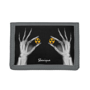 Hand Holding a Radiation Symbol  Tri-fold Wallet