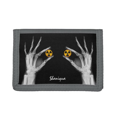 Hand Holding a Radiation Symbol  Trifold Wallet