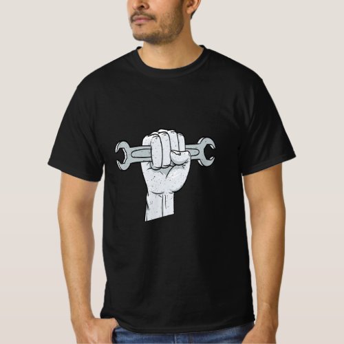 Hand Holding A Wrench Mechanic Car Shop  T_Shirt