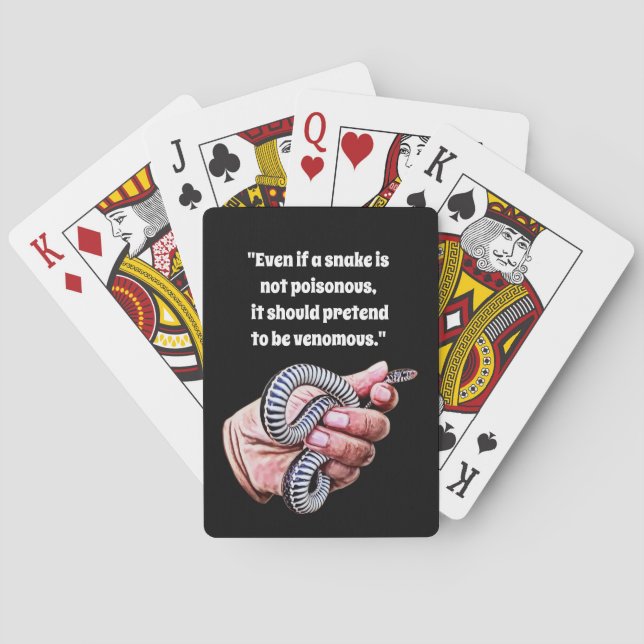 hand holding baby snake reptile quotes art poker cards (Back)