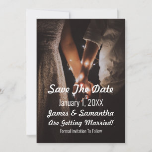 Hand-holding Christmas Lights Photo  Save The Date