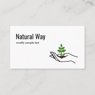 Hand Holding Green Leaves Plant Nature Logo Business Card