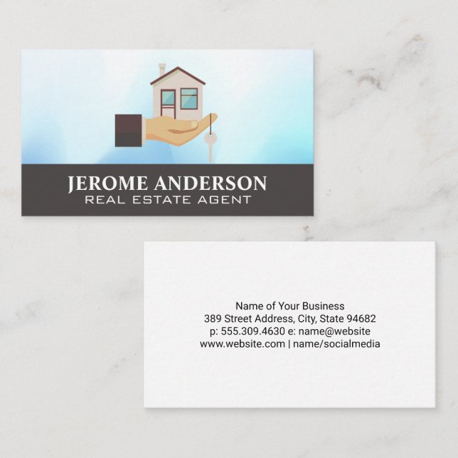 Hand Holding Home | Real Estate Business Card (Front/Back)