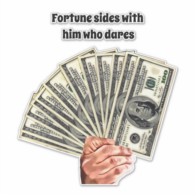 hand holding hundred dollar bills money art sticker (Front)