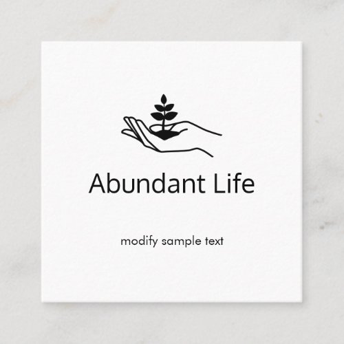 Hand Holding Leaf Plant Therapist Counseling Square Business Card