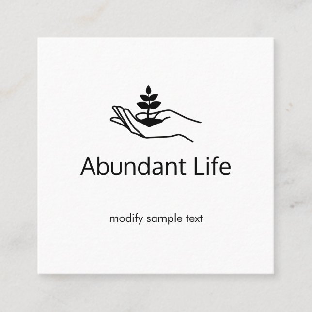 Hand Holding Leaf Plant Therapist Counseling Square Business Card (Front)